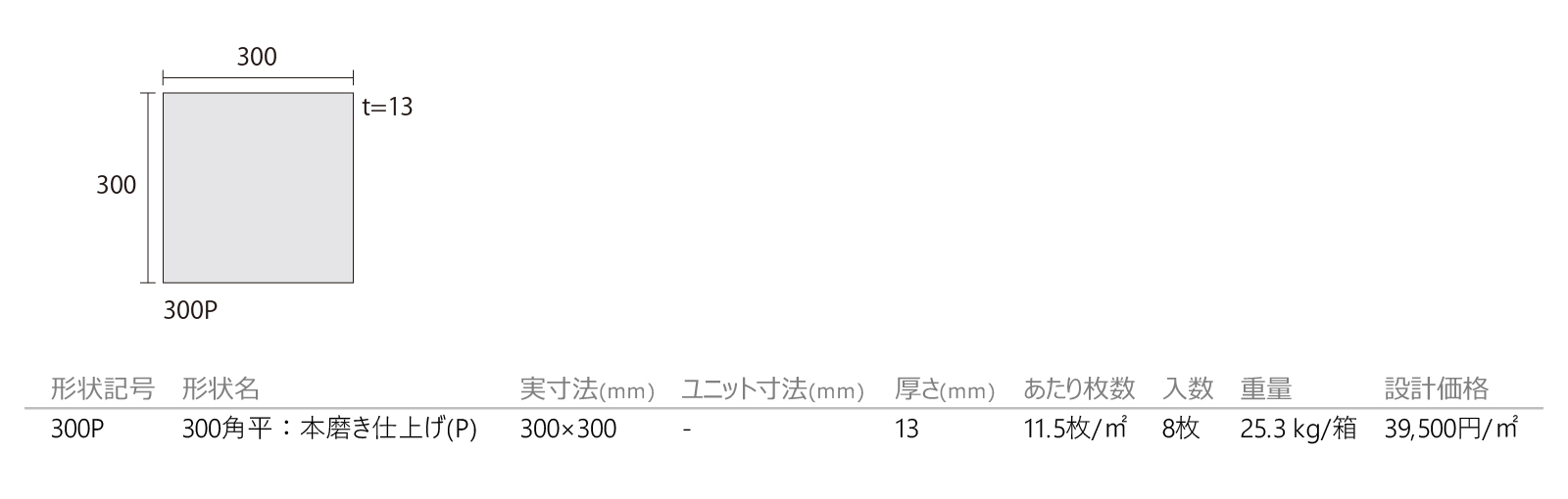 みかげ石[本磨き仕上げ](P)［DNS］形状図画像1