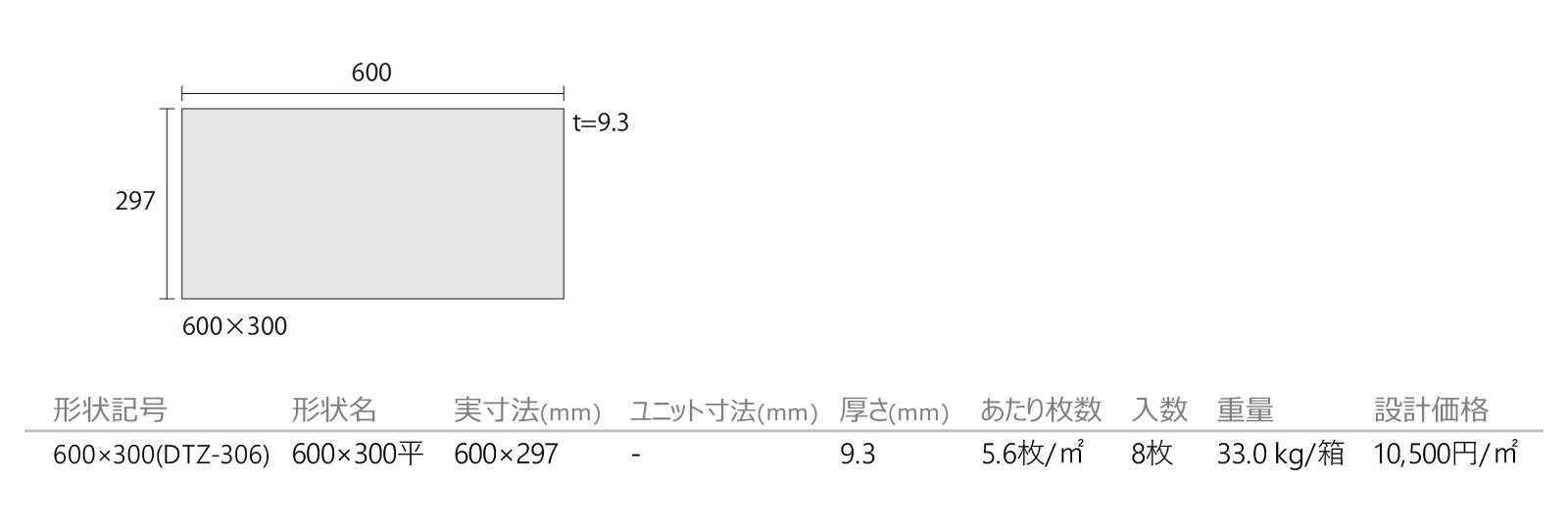 漆黒(しっこく)タイル［DTZ］形状図画像1