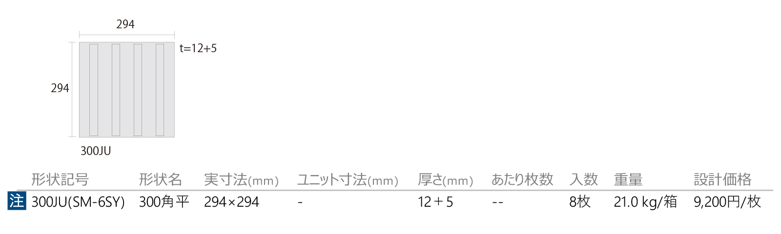 点字タイル［視覚障がい者用床タイル］［SM］形状図画像1